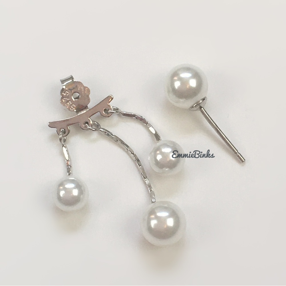 New Madewell 925 Sterling Silver Cultured Pearl Earring Jackets - Picture 14 of 16